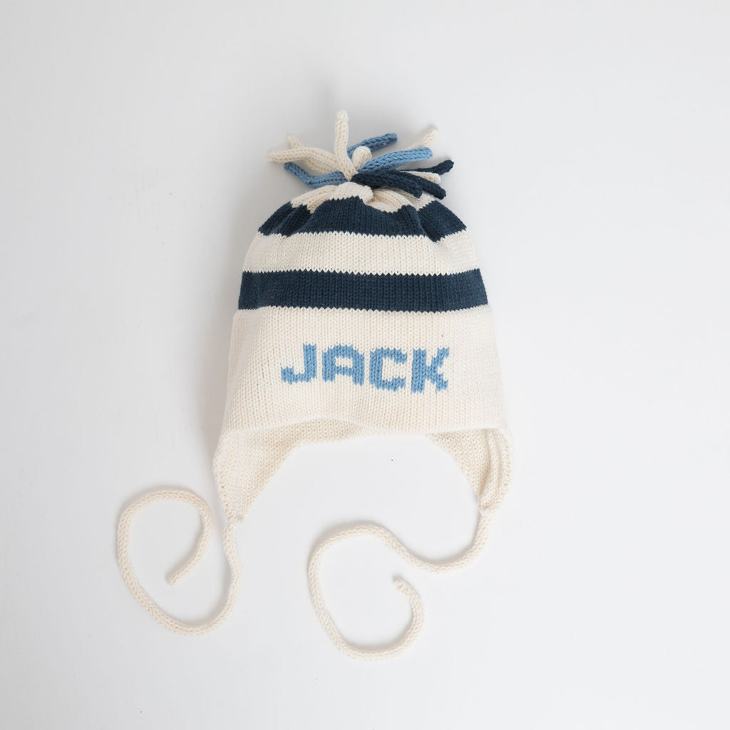 personalized stripe knit hat for toddler