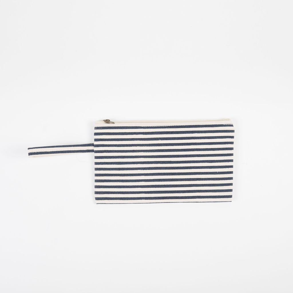striped personalized canvas clutch