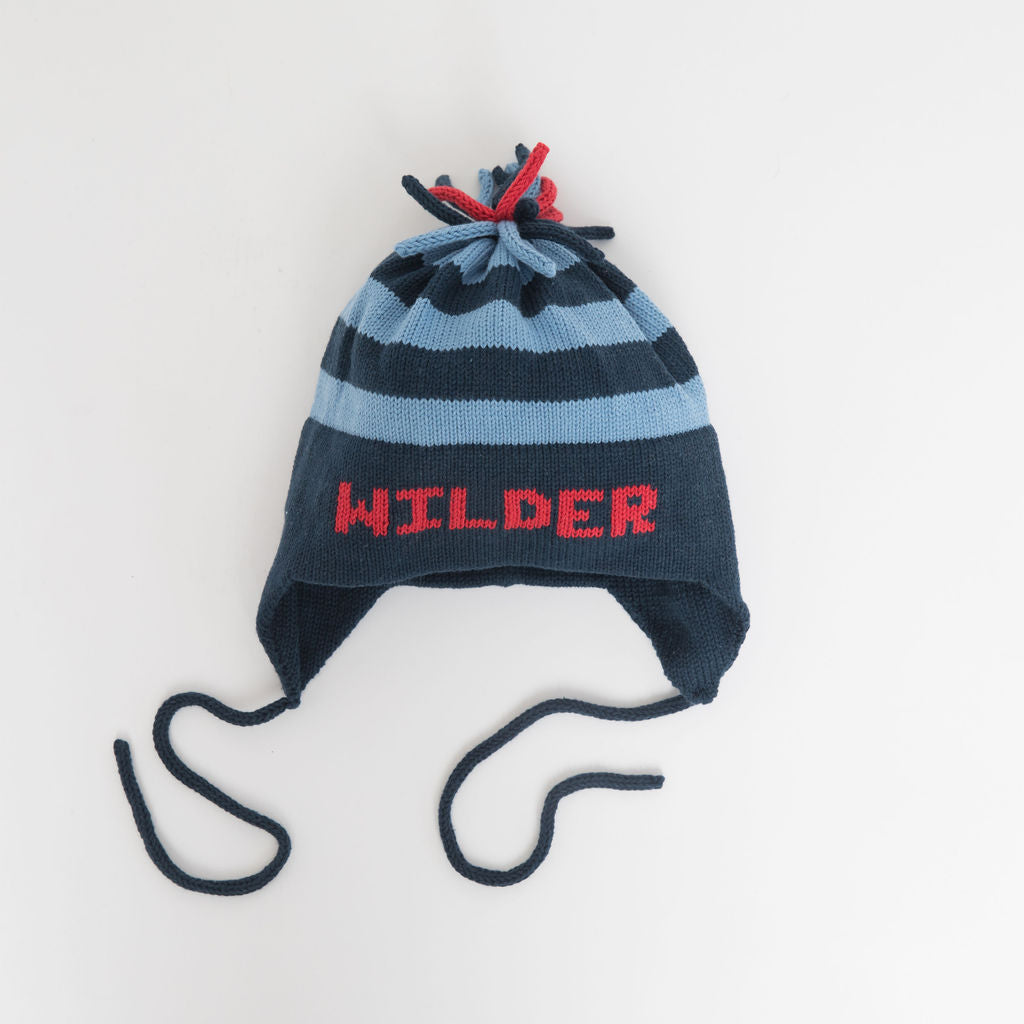 personalized stripe knit hat for toddler