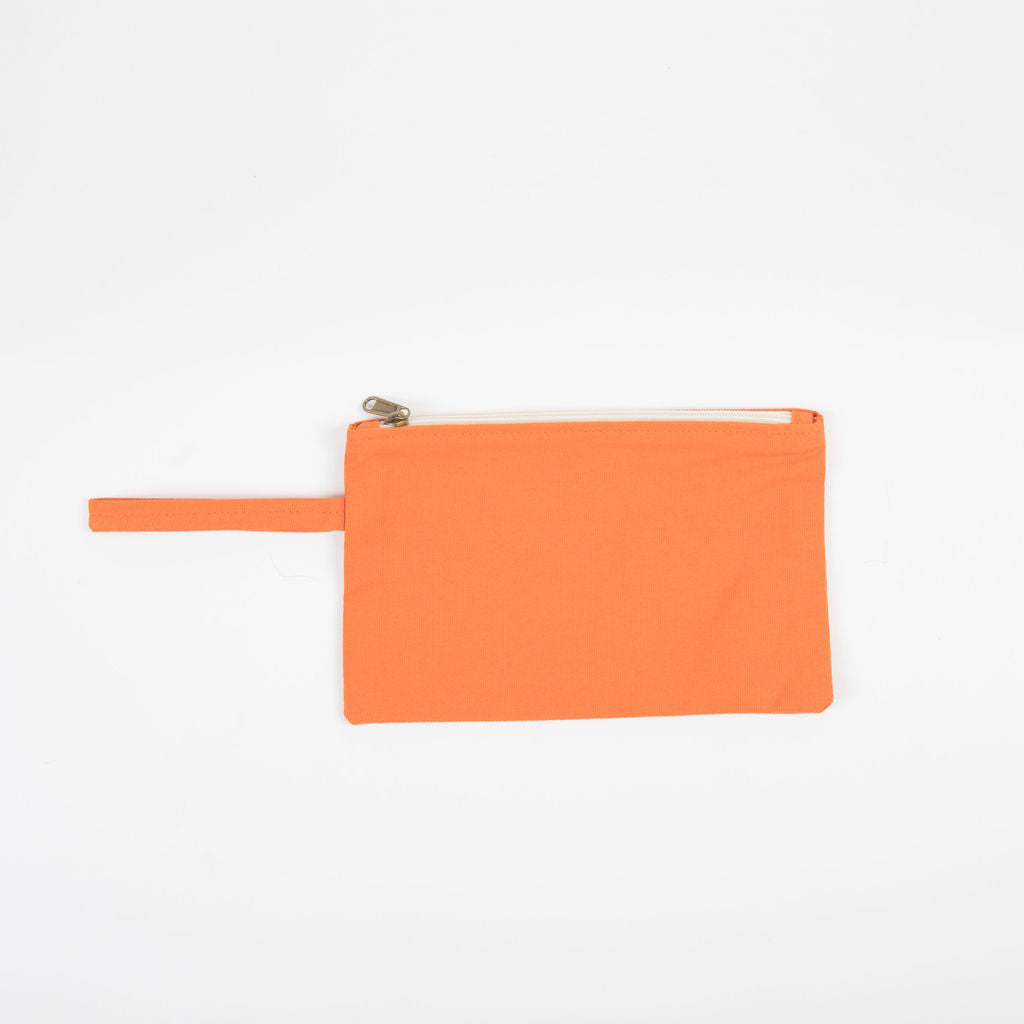 tangerine personalized canvas clutch