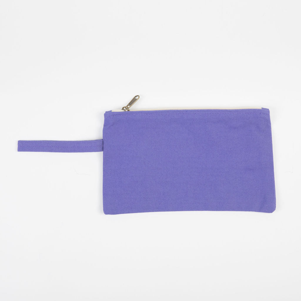 personalized purple canvas clutch